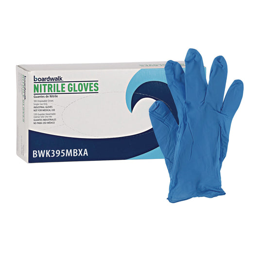 Boardwalk Disposable Powder-Free Nitrile Gloves, Medium, Blue, 5 mil, 1,000/Carton (395MCTA)