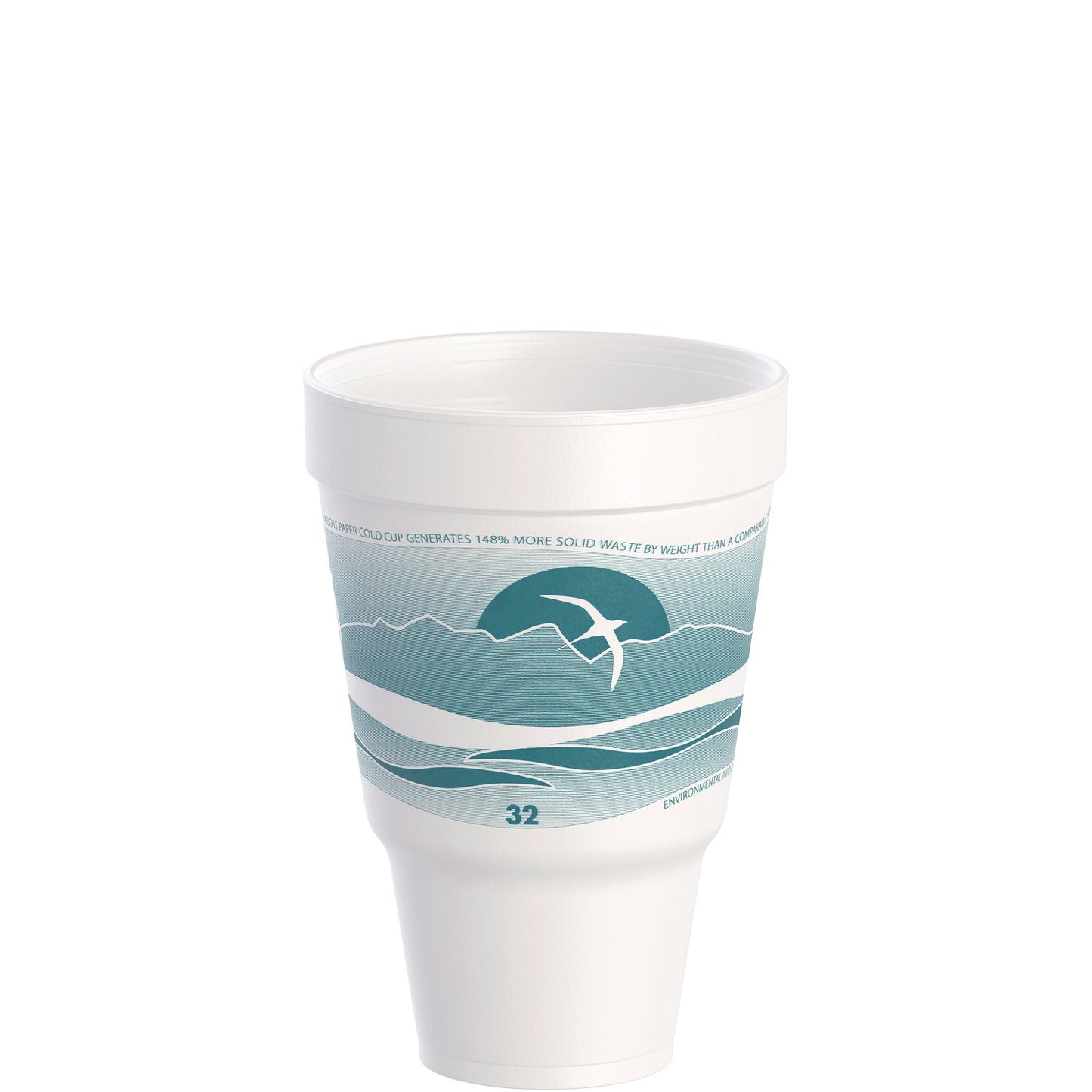 Dart J Cup Insulated Foam Pedestal Cups, 32 oz, Printed, Teal/White, 25/Sleeve, 20 Sleeves/Carton (32AJ32H)