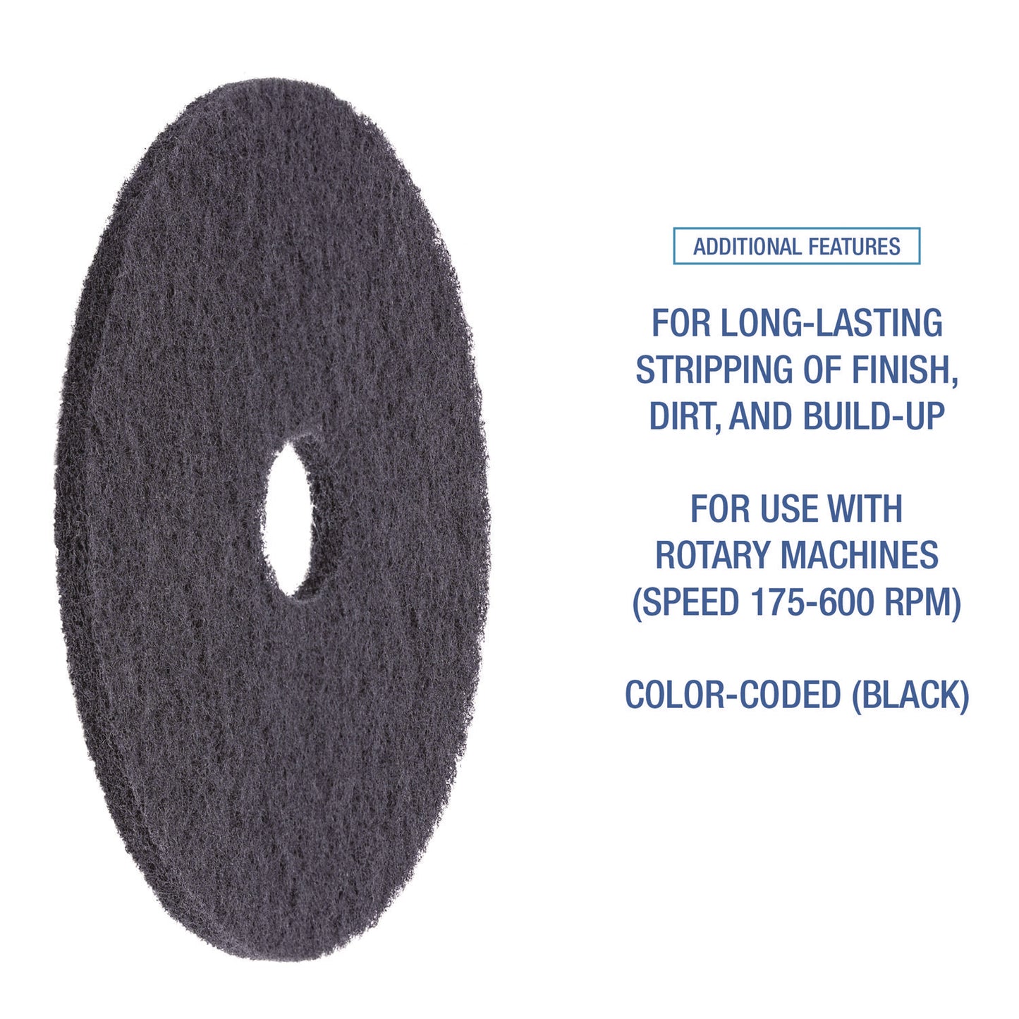 Boardwalk Stripping Floor Pads, 21" Diameter, Black, 5/Carton (4021BLA)