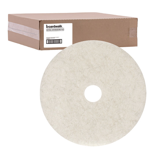 Boardwalk Natural Burnishing Floor Pads, 21" Diameter, White, 5/Carton (4021NAT)