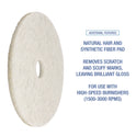 Boardwalk Natural Burnishing Floor Pads, 24" Diameter, White, 5/Carton (4024NAT)