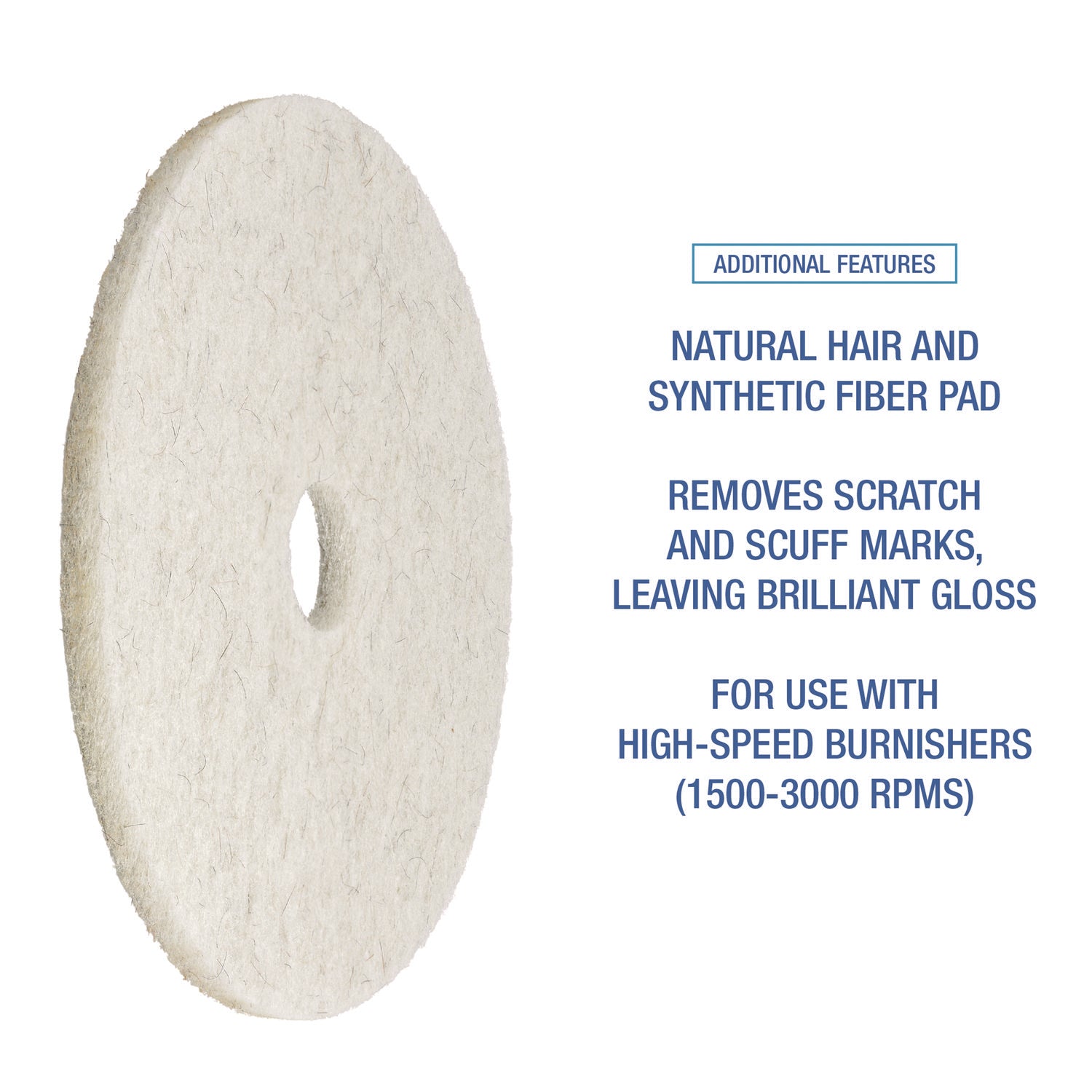 Boardwalk Natural Burnishing Floor Pads, 24" Diameter, White, 5/Carton (4024NAT)