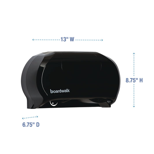 Boardwalk Standard Twin Toilet Tissue Dispenser, 13 x 6.75 x 8.75, Black (1502)