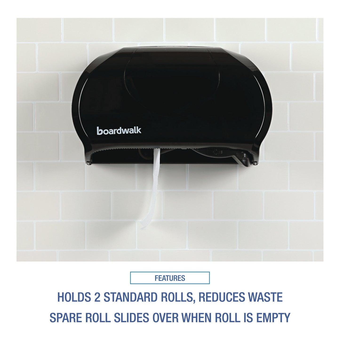 Boardwalk Standard Twin Toilet Tissue Dispenser, 13 x 6.75 x 8.75, Black (1502)