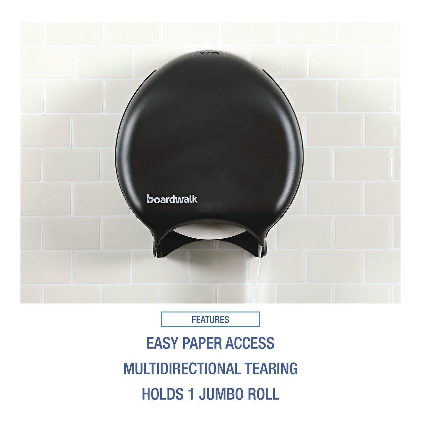 Boardwalk Single Jumbo Toilet Tissue Dispenser, 11 x 6.25 x 12.25, Black (1519)