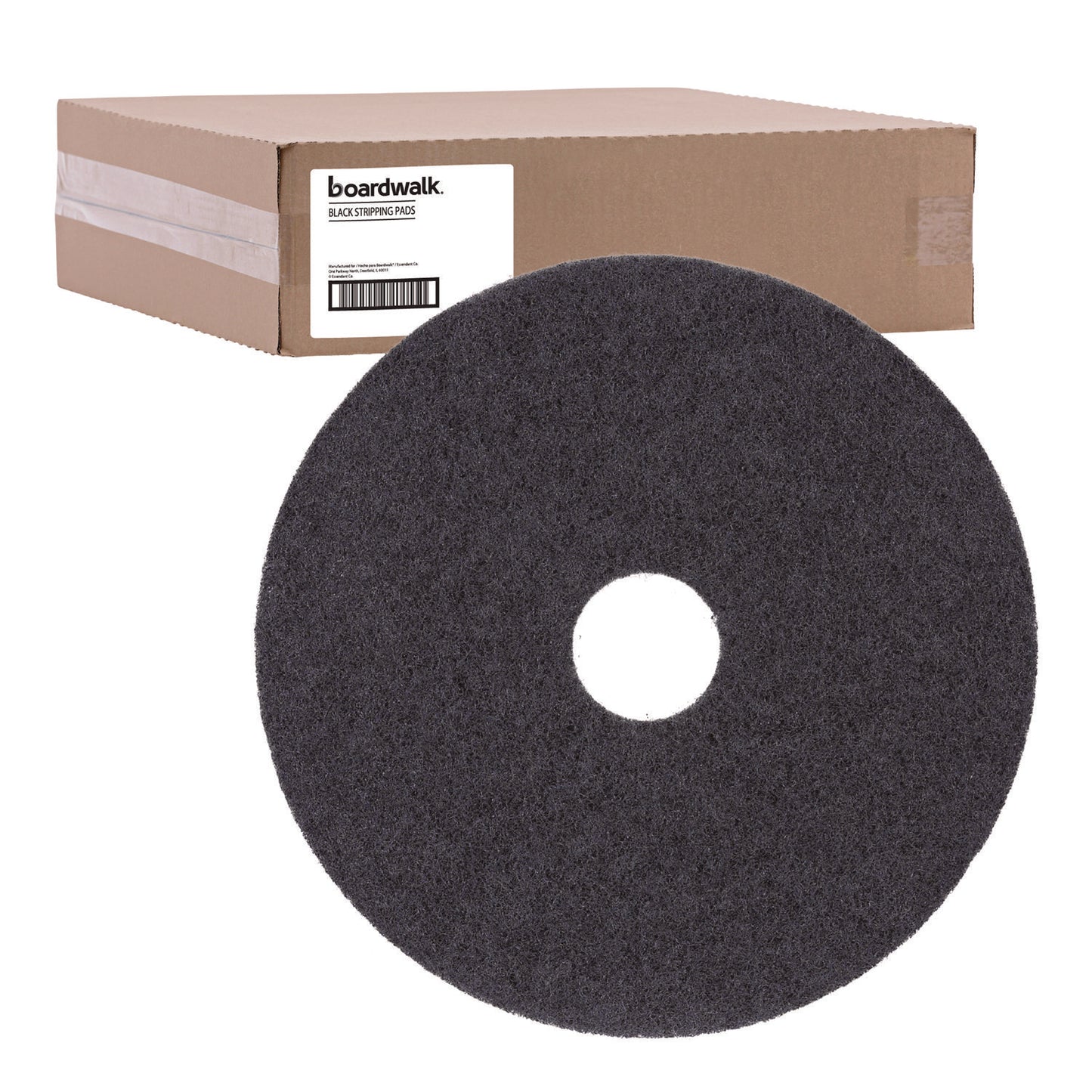 Boardwalk Stripping Floor Pads, 12" Diameter, Black, 5/Carton (4012BLA)