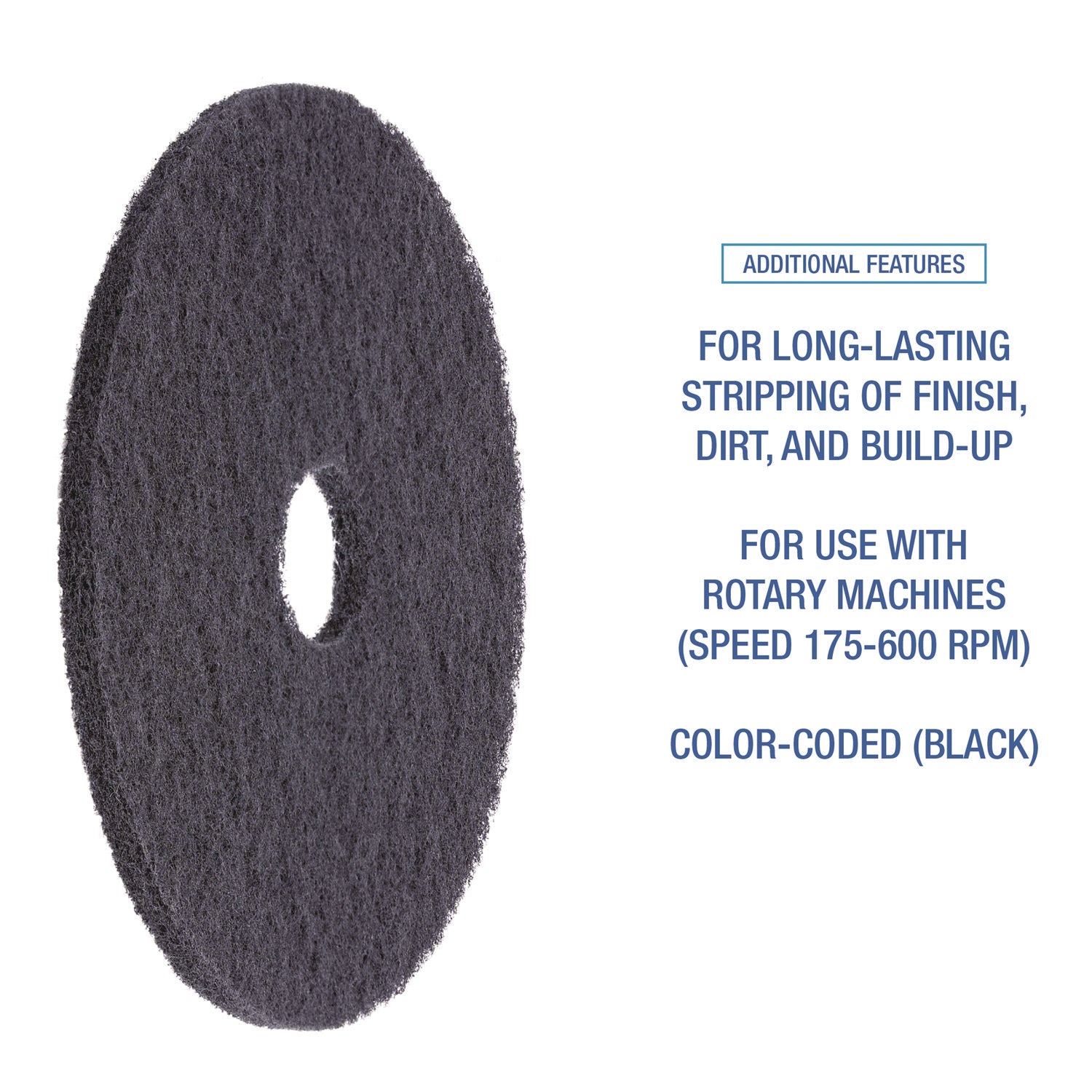 Boardwalk Stripping Floor Pads, 12" Diameter, Black, 5/Carton (4012BLA)