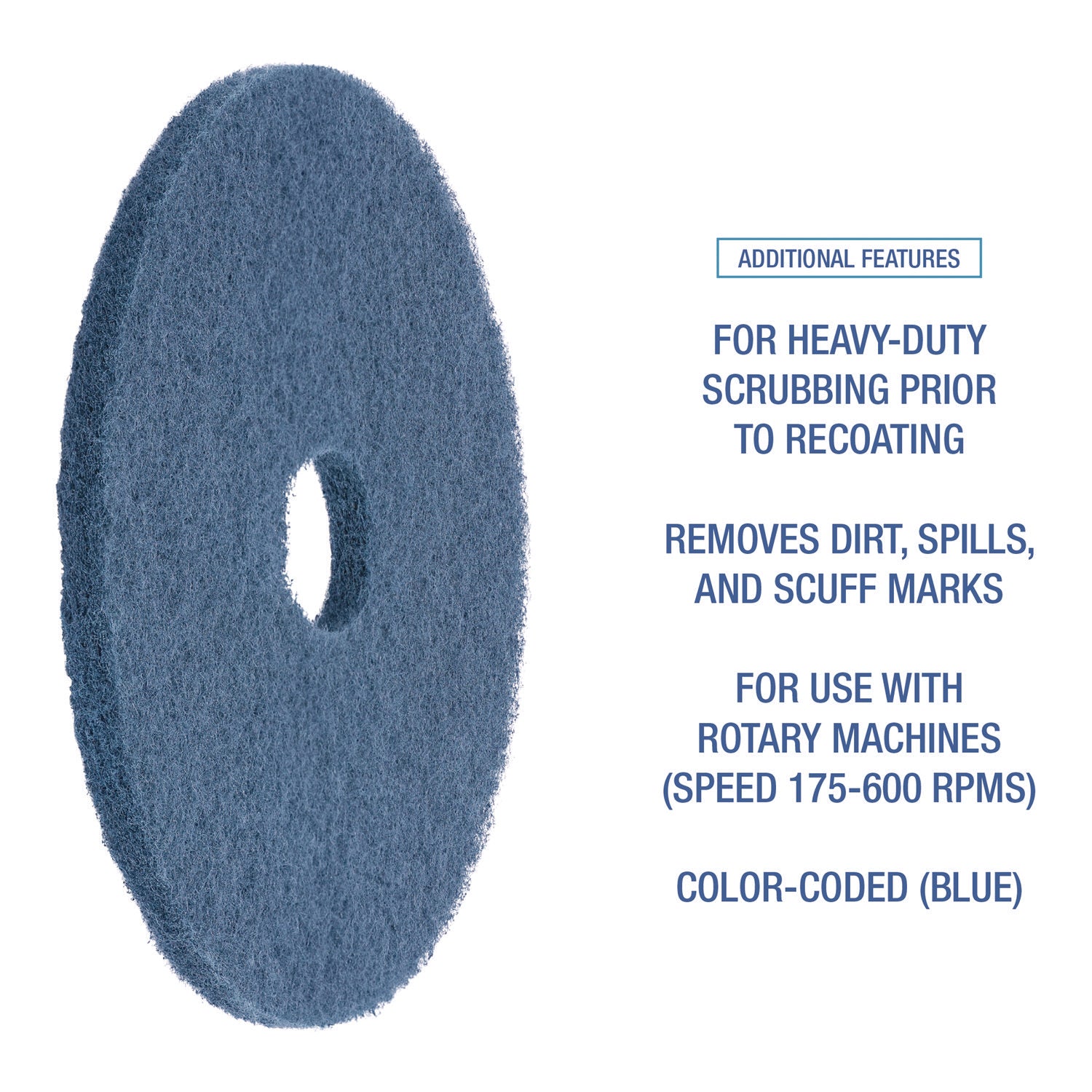 Boardwalk Scrubbing Floor Pads, 17" Diameter, Blue, 5/Carton (4017BLU)