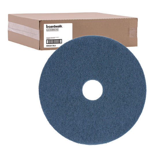 Boardwalk Scrubbing Floor Pads, 17" Diameter, Blue, 5/Carton (4017BLU)