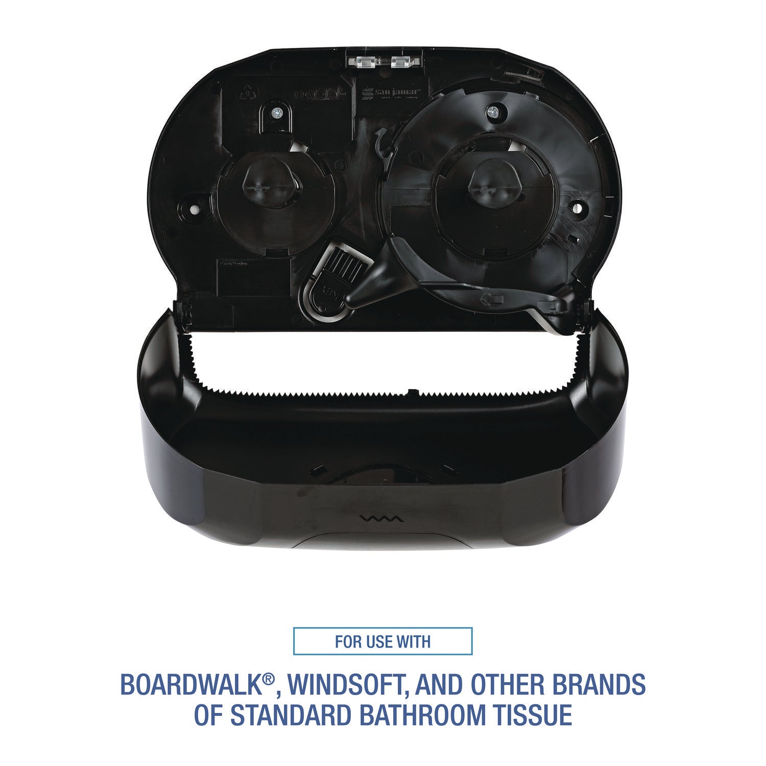 Boardwalk Standard Twin Toilet Tissue Dispenser, 13 x 6.75 x 8.75, Black (1502)