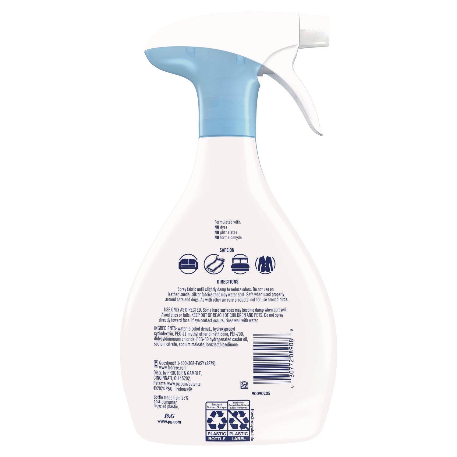Febreze FABRIC Refresher/Odor Eliminator, Unscented, 23.6 oz Spray Bottle, 4/Carton (08908)