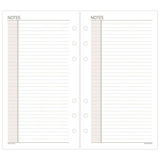 AT-A-GLANCE Lined Notes Pages for Planners/Organizers, 6.75 x 3.75, White Sheets, Undated (013200)