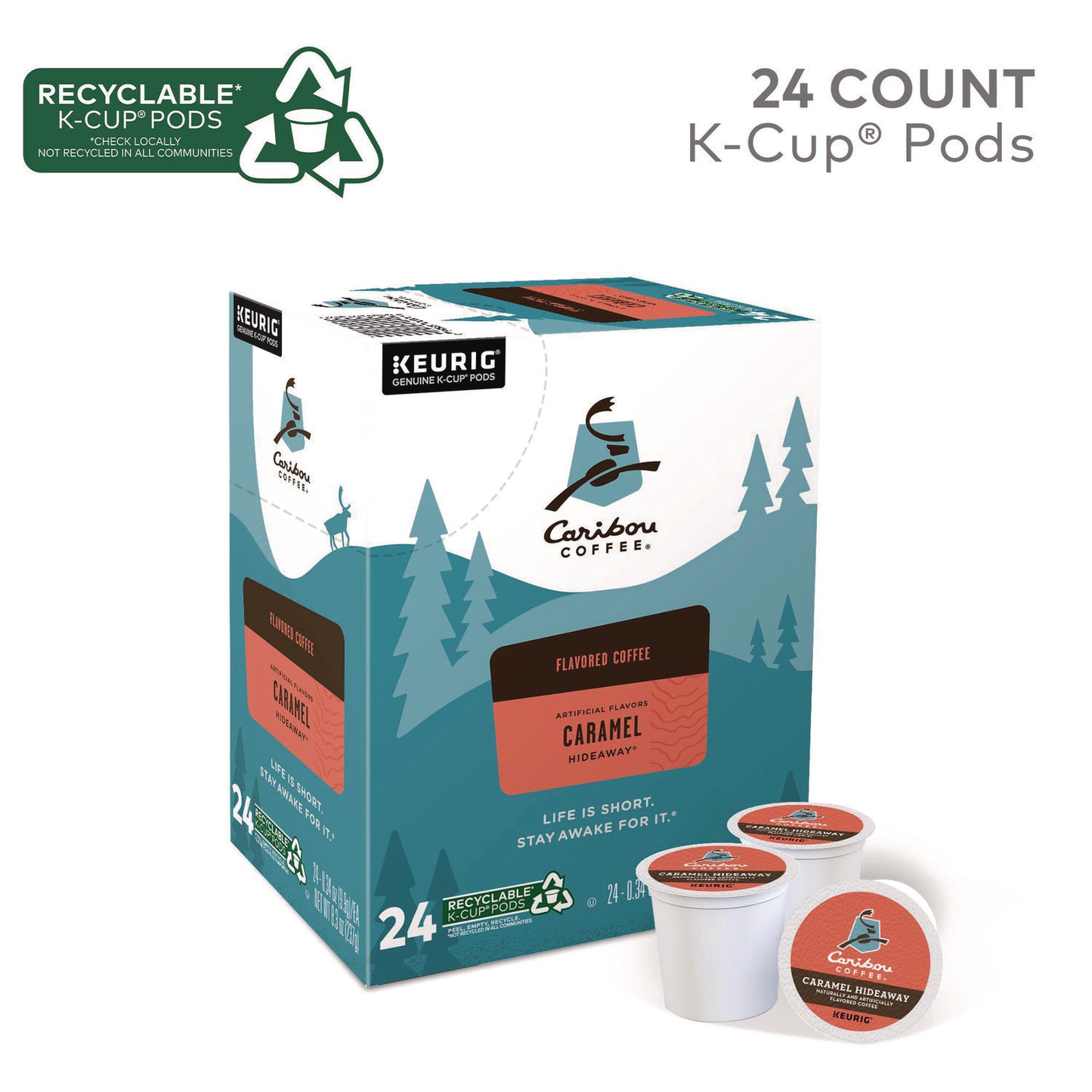 Caribou Coffee Caramel Hideaway K-Cups, Mild Roast, 24/Box (6996)