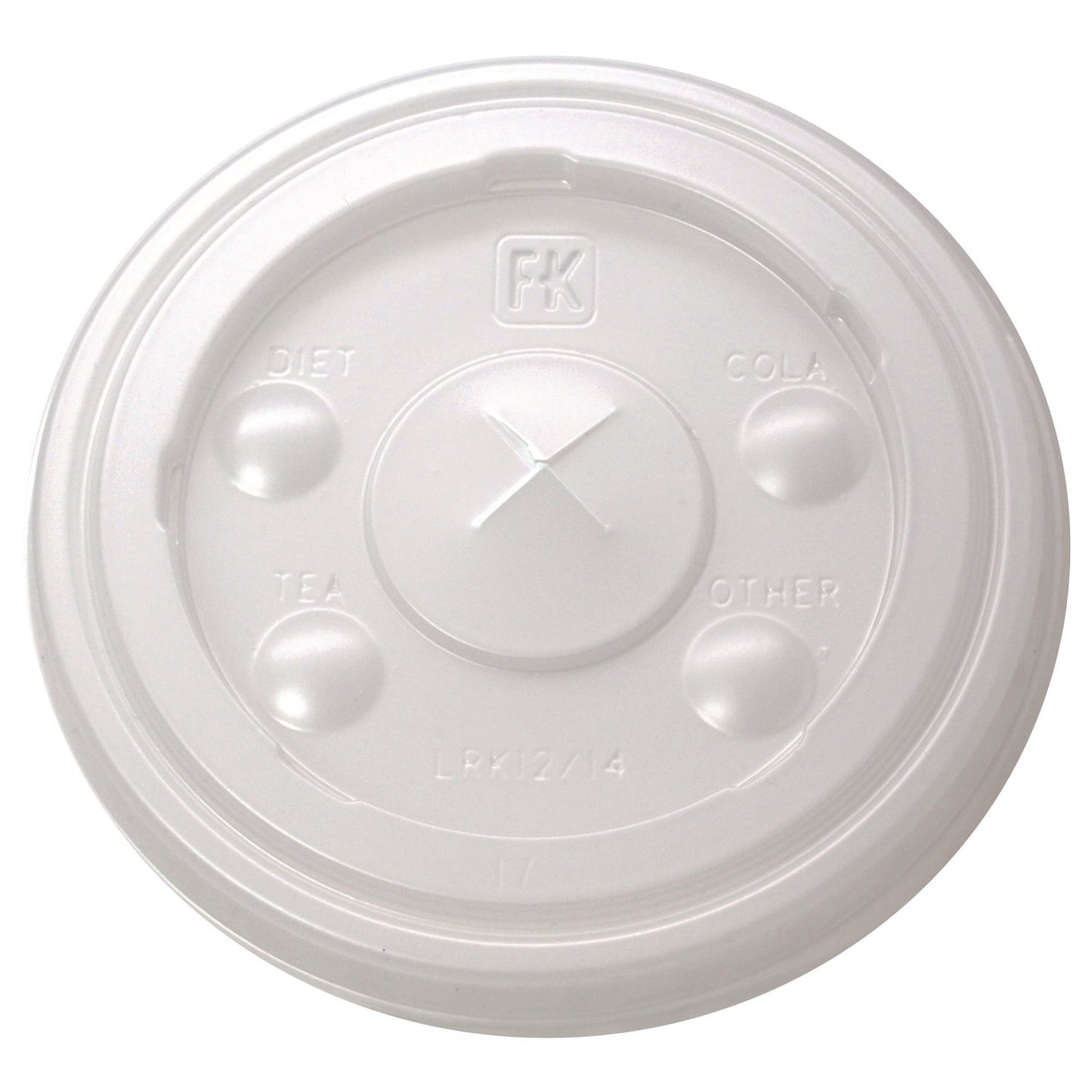 Fabri-Kal Kal-Clear/Nexclear Drink Cup Lids, Flat w/X-Style Straw Slot, Flavor Buttons, Fits 12-14 oz Cold Cups, Translucent, 1,000/CT (LRK1214)