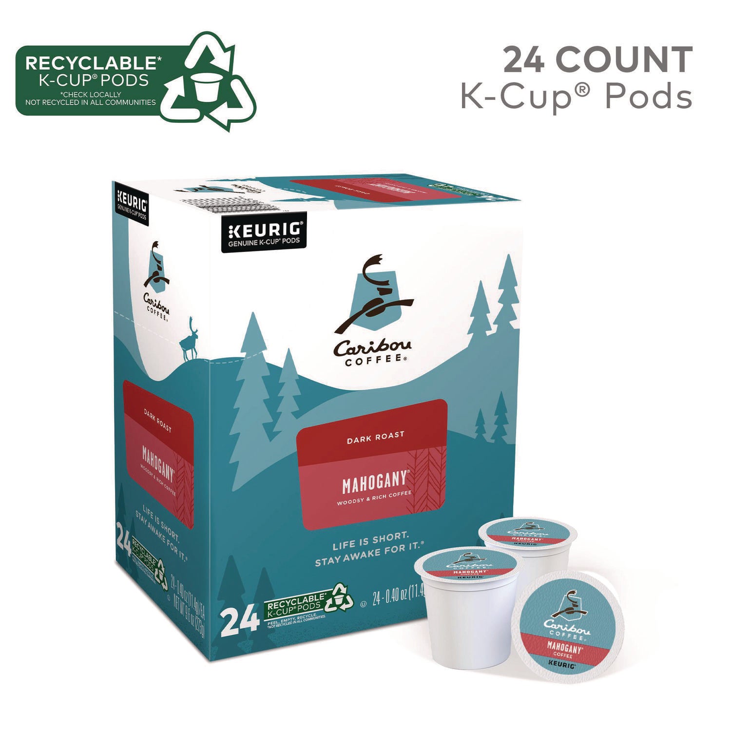 Caribou Coffee Mahogany Coffee K-Cups, 24/ Box (6990)