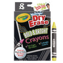Crayola Washable Dry Erase Crayons w/E-Z Erase Cloth, Assorted Bright Colors, 8/Box (985202)