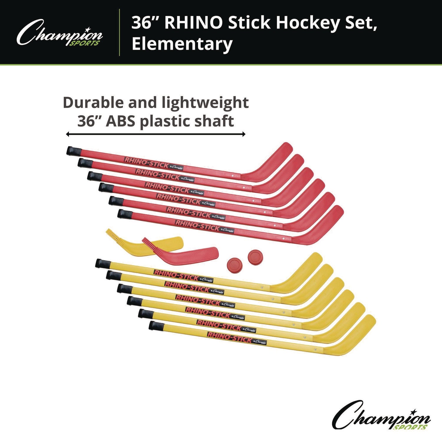 Champion Sports Indoor ABS Kids Hockey Set, 2 Pucks, 12 Sticks (HS36SET)