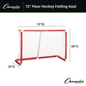 Champion Sports 72 Inch Floor Hockey Collapsible Goal, 24" x 72", 1.65" dia Frame (FHG72)
