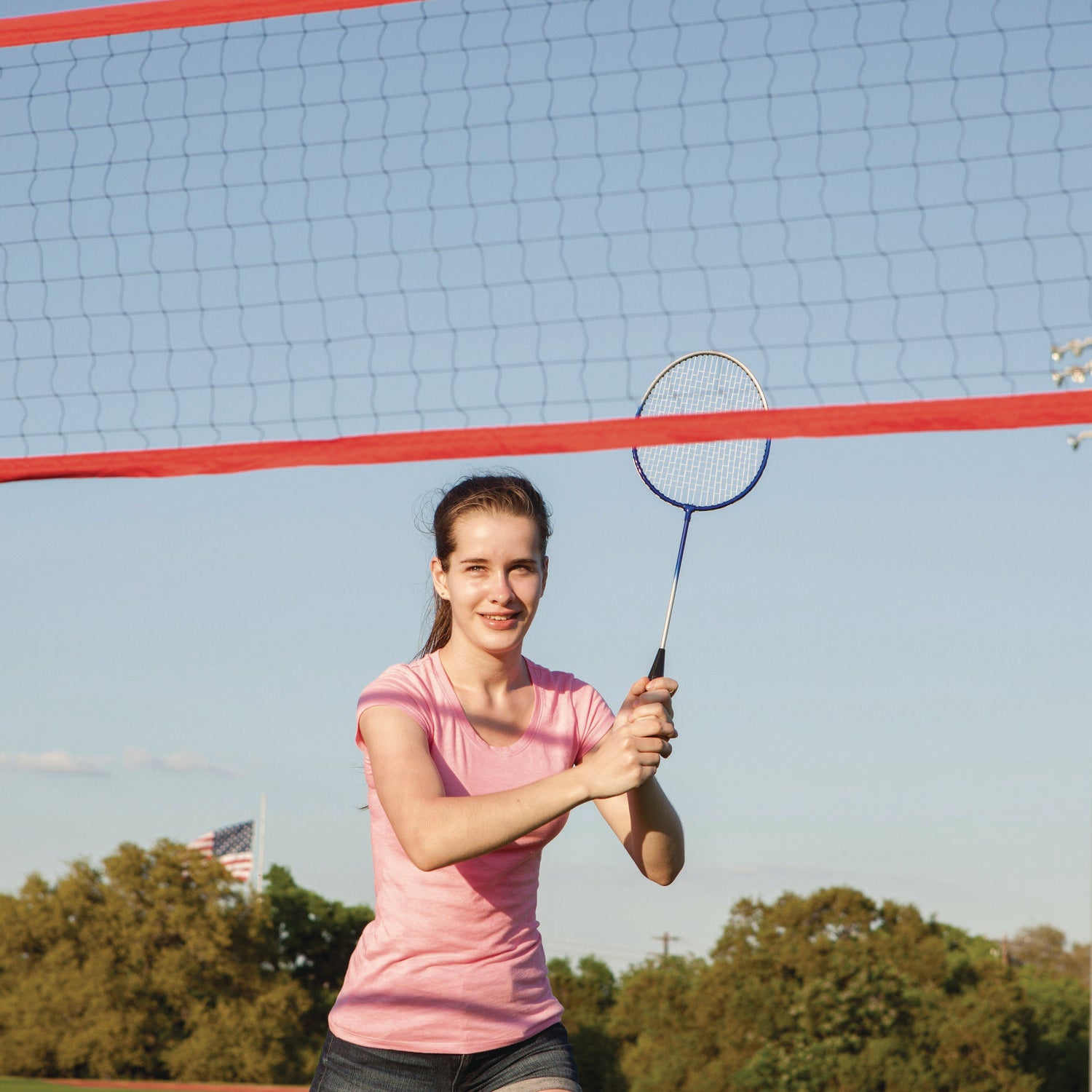 Champion Sports Deluxe Badminton Set, 20 ft Net with 4 Rackets, 2 Shuttlecocks (DBSET)