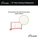 Champion Sports 72 Inch Floor Hockey Collapsible Goal, 24" x 72", 1.65" dia Frame (FHG72)