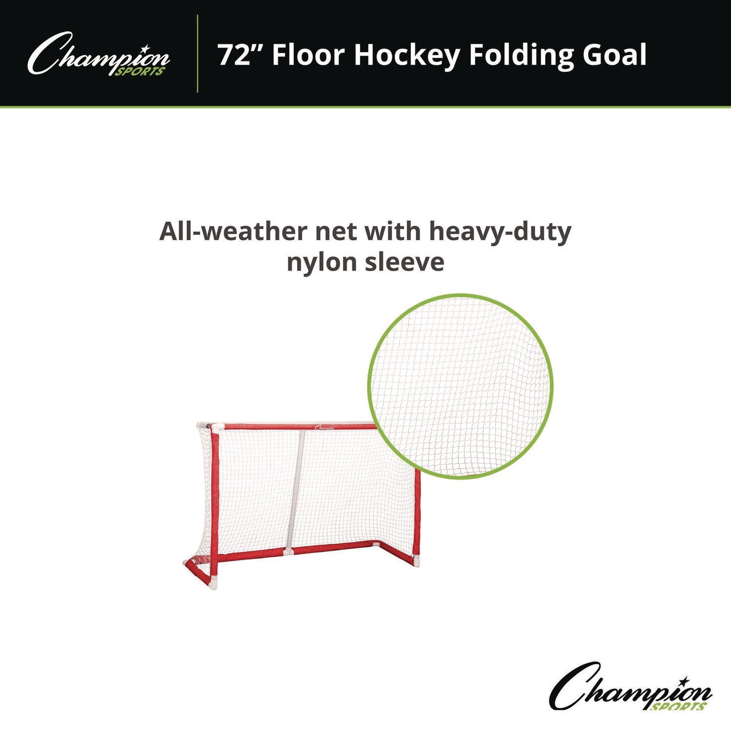 Champion Sports 72 Inch Floor Hockey Collapsible Goal, 24" x 72", 1.65" dia Frame (FHG72)