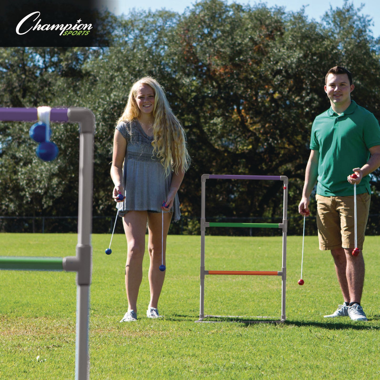 Champion Sports Pro Ladder Golf Game Set, (2) 22" x 37.5" Ladders/Six Bolas/Carry Bag (LGSTPRO)