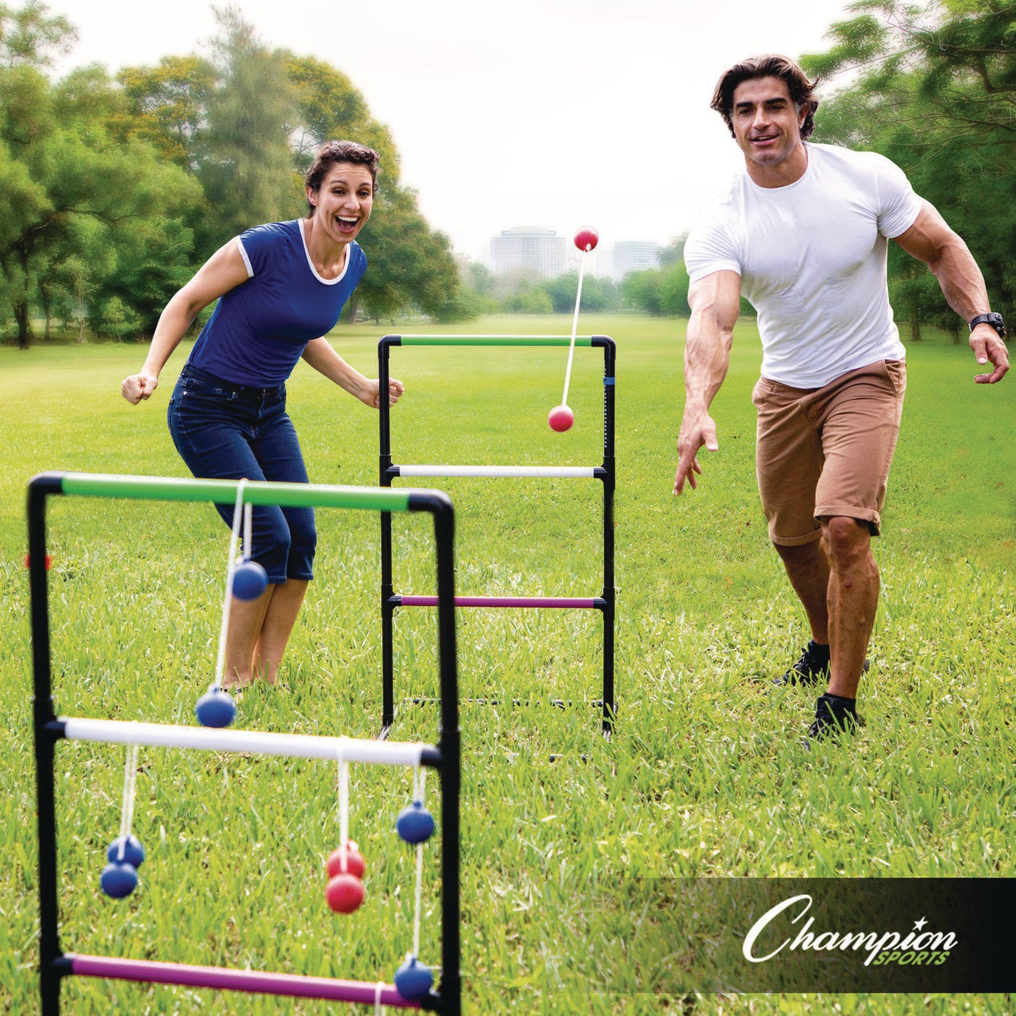 Champion Sports Ladder Ball Game Set, (2) 22" x 37.5" Ladders/(6) Bolas/Carry Bag (LGSTSET)