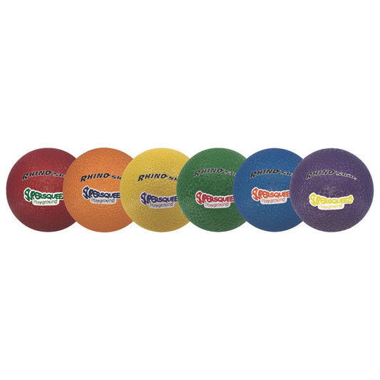 Champion Sports Rhino Skin Super Squeeze Playground Ball Set, 7.5" Diameter, Assorted Colors, 6/Set (SQPGSET)