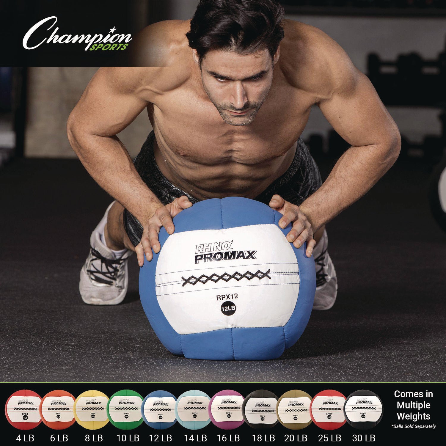 Champion Sports Rhino Promax Medicine Ball, 8 lb, Yellow (RPX8)