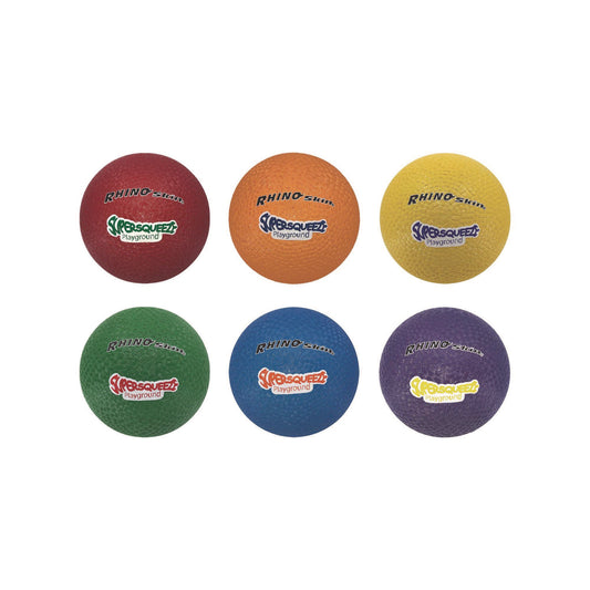 Champion Sports Rhino Skin Super Squeeze Playground Ball Set, 7.5" Diameter, Assorted Colors, 6/Set (SQPGSET)