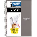 Five Star Wirebound Notebook, 5-Subject, Medium/College Rule, Randomly Assorted Cover Color, (150) 9.5 x 7.25 Sheets (840030)