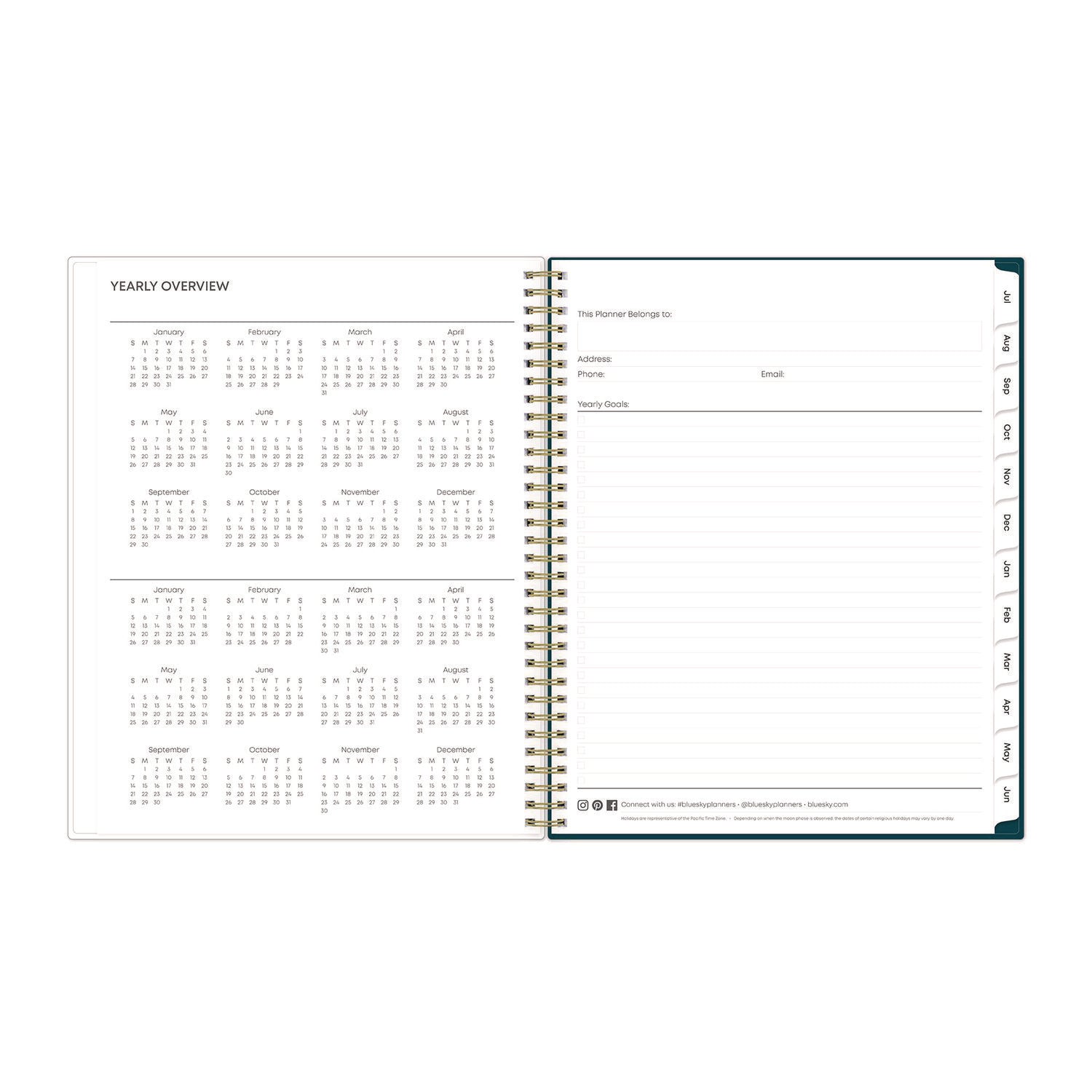 Blue Sky Greta Academic Year Weekly/Monthly Planner, Floral Artwork, 11.5 x 8, Green Cover, 12-Month (July-June): 2024 to 2025 (136479)