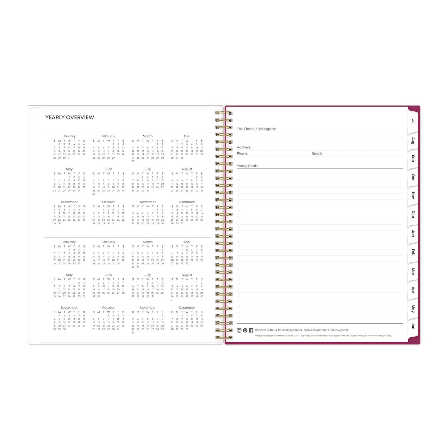 Blue Sky Mahalo Academic Year Create-Your-Own Cover Weekly/Monthly Planner, Floral Artwork, 11 x 8.5, 12-Month (July-June): 2024-2025 (100149)