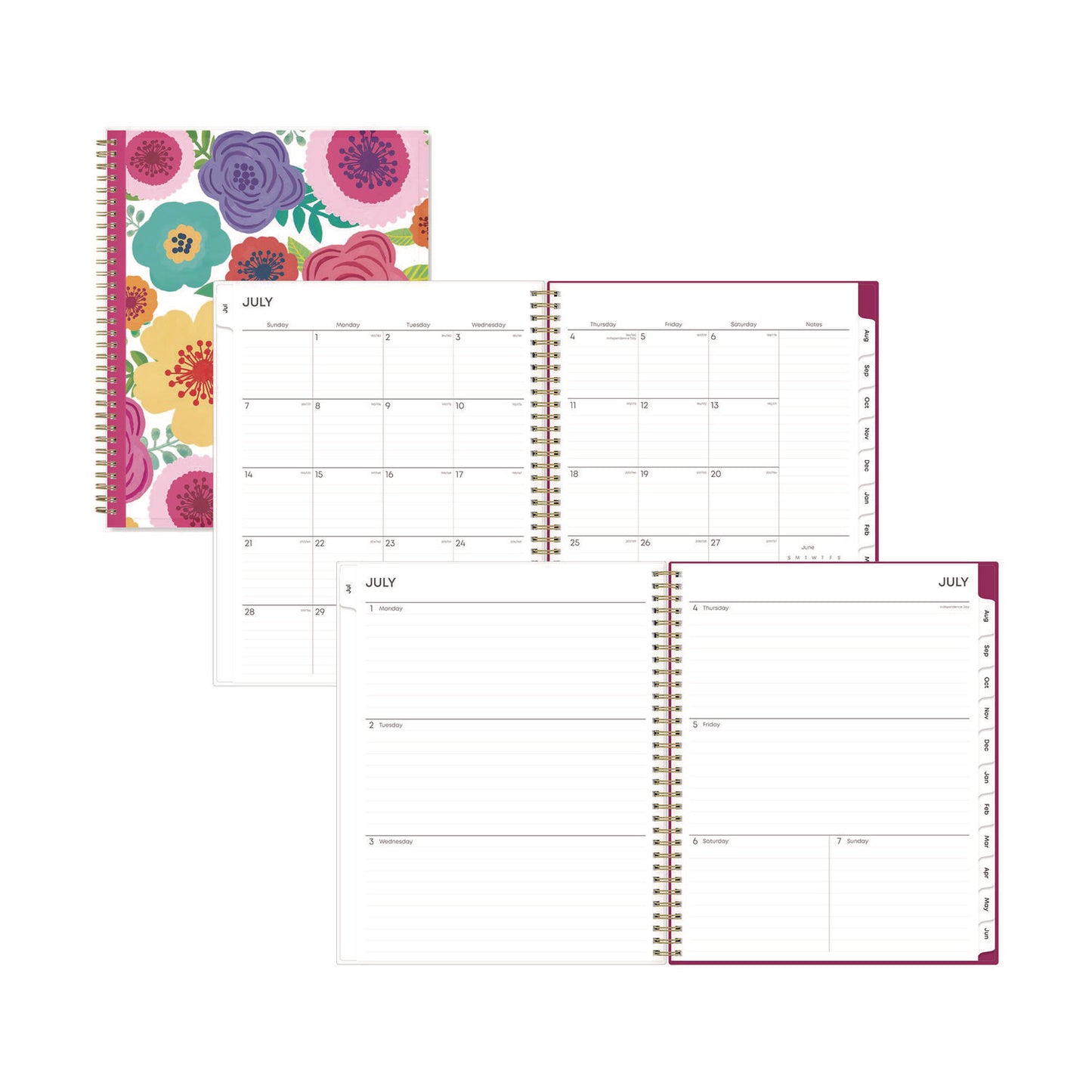 Blue Sky Mahalo Academic Year Create-Your-Own Cover Weekly/Monthly Planner, Floral Artwork, 11 x 8.5, 12-Month (July-June): 2024-2025 (100149)