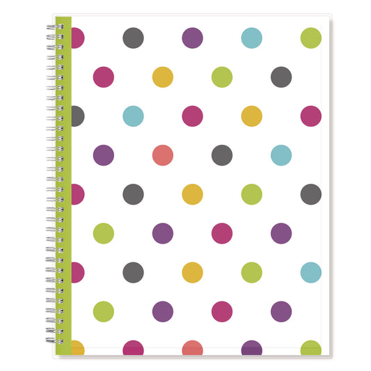 Blue Sky Teacher Dots CYO Cover Weekly/Monthly Lesson Planner, 2024 to 2025, Nine Classes, Multicolor Cover, (144) 11 x 8.5 Pages (100330)