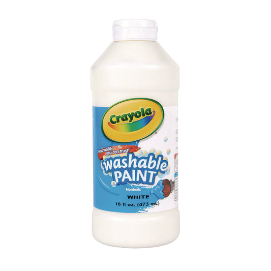 Crayola Washable Paint, White, 16 oz Bottle (542016053)