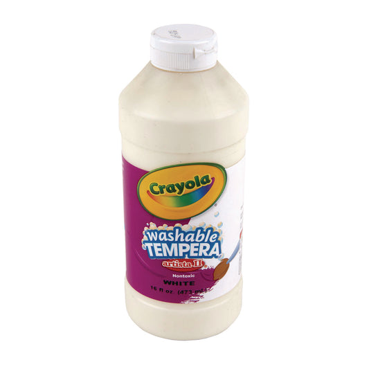Crayola Artista II Washable Tempera Paint, White, 16 oz Bottle (543115053)