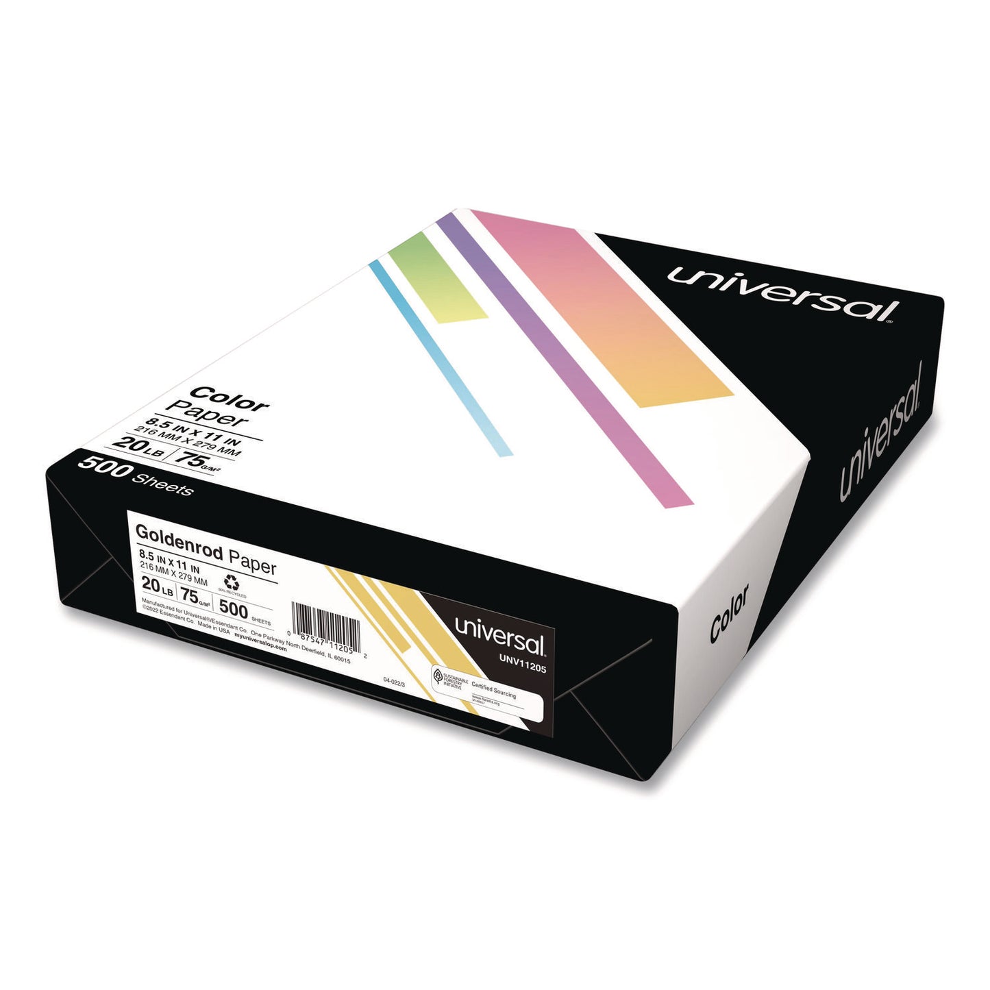 Universal Deluxe Colored Paper, 20 lb Bond Weight, 8.5 x 11, Goldenrod, 500/Ream (11205)