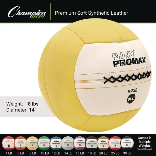 Champion Sports Rhino Promax Medicine Ball, 8 lb, Yellow (RPX8)