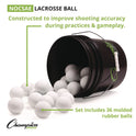 Champion Sports Lacrosse Balls in a Bucket, 11" x 11" Bucket with 36 White Rubber Balls (LBWN36)