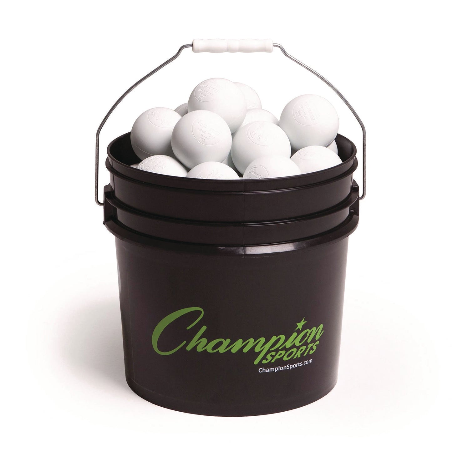 Champion Sports Lacrosse Balls in a Bucket, 11" x 11" Bucket with 36 White Rubber Balls (LBWN36)