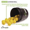 Champion Sports Lacrosse Balls in a Bucket, 11" x 11" Bucket with 36 Yellow Rubber Balls (LBYN36)