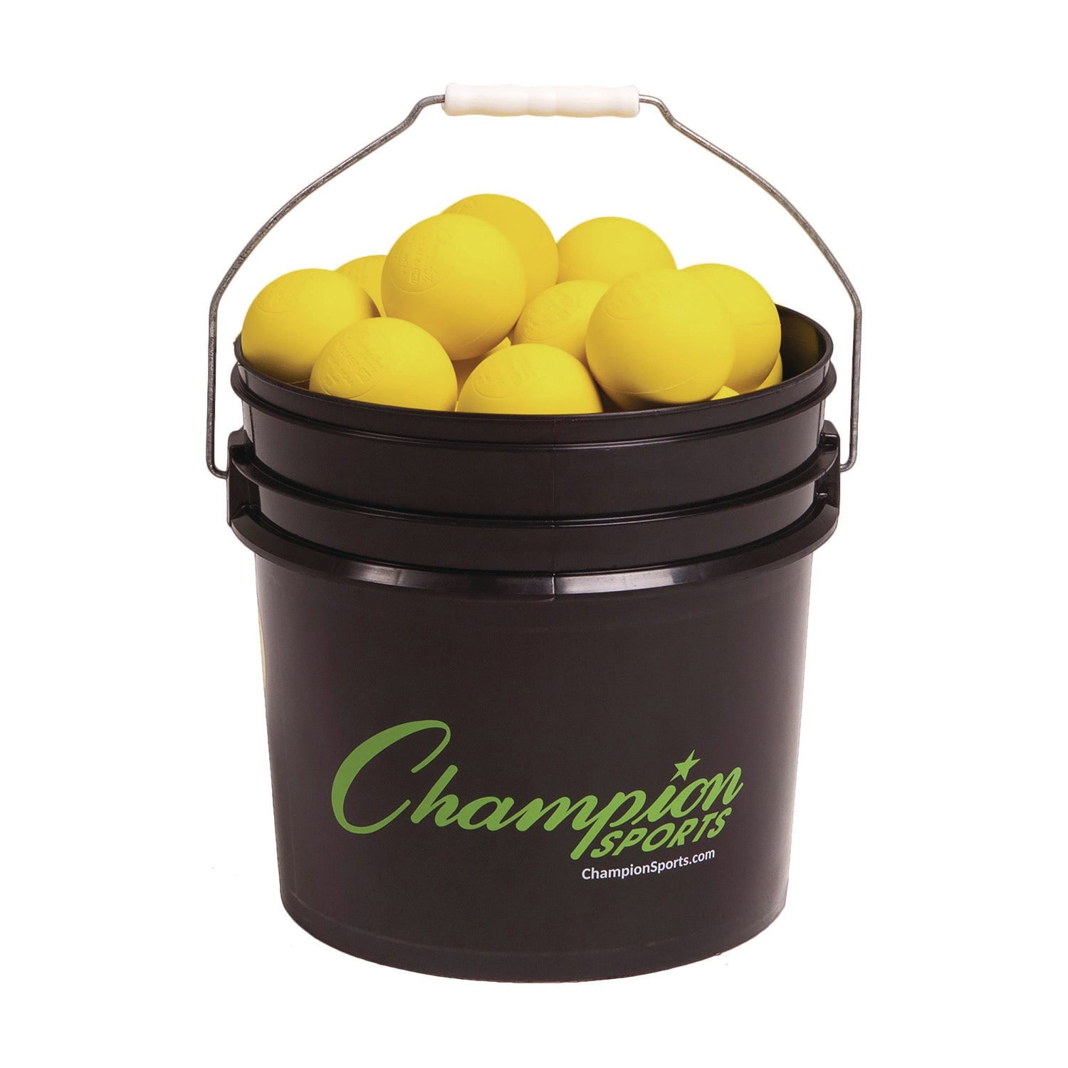 Champion Sports Lacrosse Balls in a Bucket, 11" x 11" Bucket with 36 Yellow Rubber Balls (LBYN36)