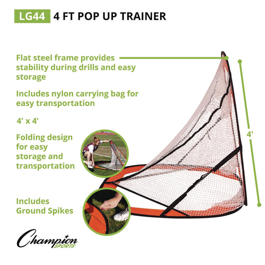 Champion Sports Lacrosse Pop Up Target Trainer, 4 ft x 4 ft (LG44)