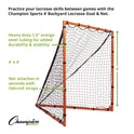Champion Sports Backyard Lacrosse Goal & Net, 4 ft x 4 ft, 1.25" dia Frame (LNGL44)