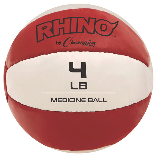 Champion Sports Rhino Leather Medicine Ball, 4 lb, Red/White (MB4)