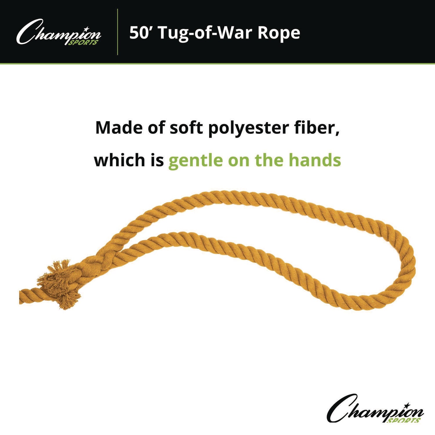 Champion Sports Tug-of-War Rope, 50 ft, 1" dia (TWR50)