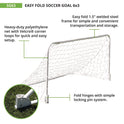 Champion Sports Easy Fold Soccer Goal, 6 ft  x 3 ft, 1.25" dia Frame (SG63)