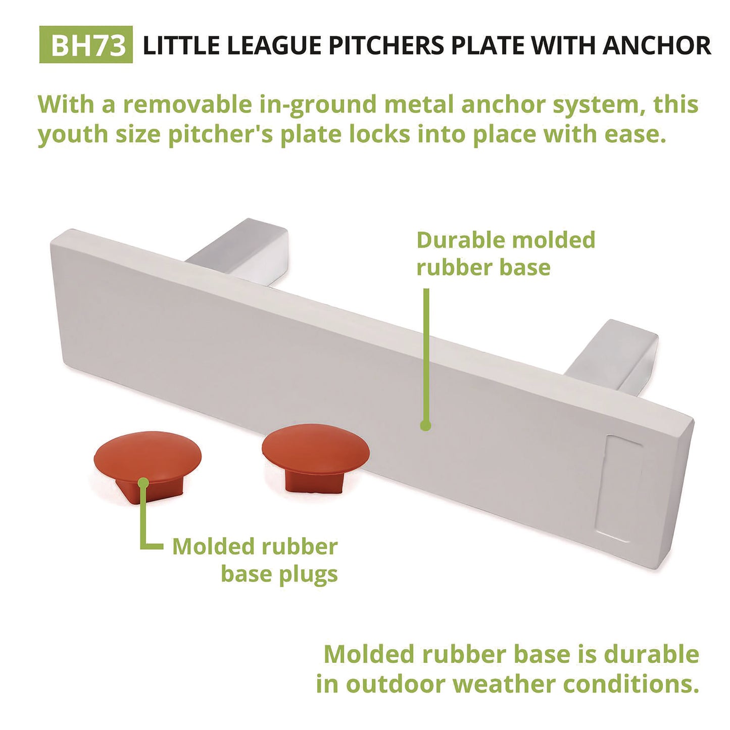 Champion Sports Youth Pitcher's Plate with Anchor, 18" x 4" (BH73)