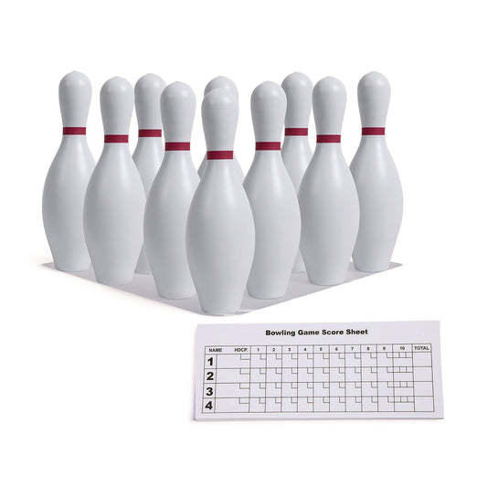 Champion Sports Plastic Bowling Pin Set, White, 10/Set (BP10)